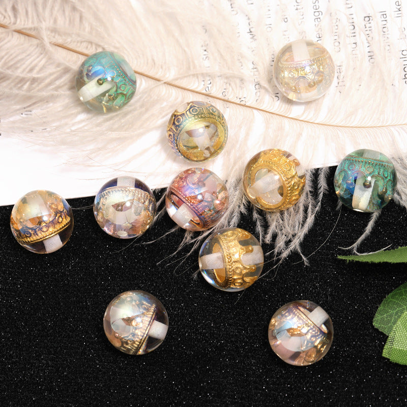 Wholesale 100pcs 16mm high transparent embedded crown resin round beads heavy industry DIY loose beadseads